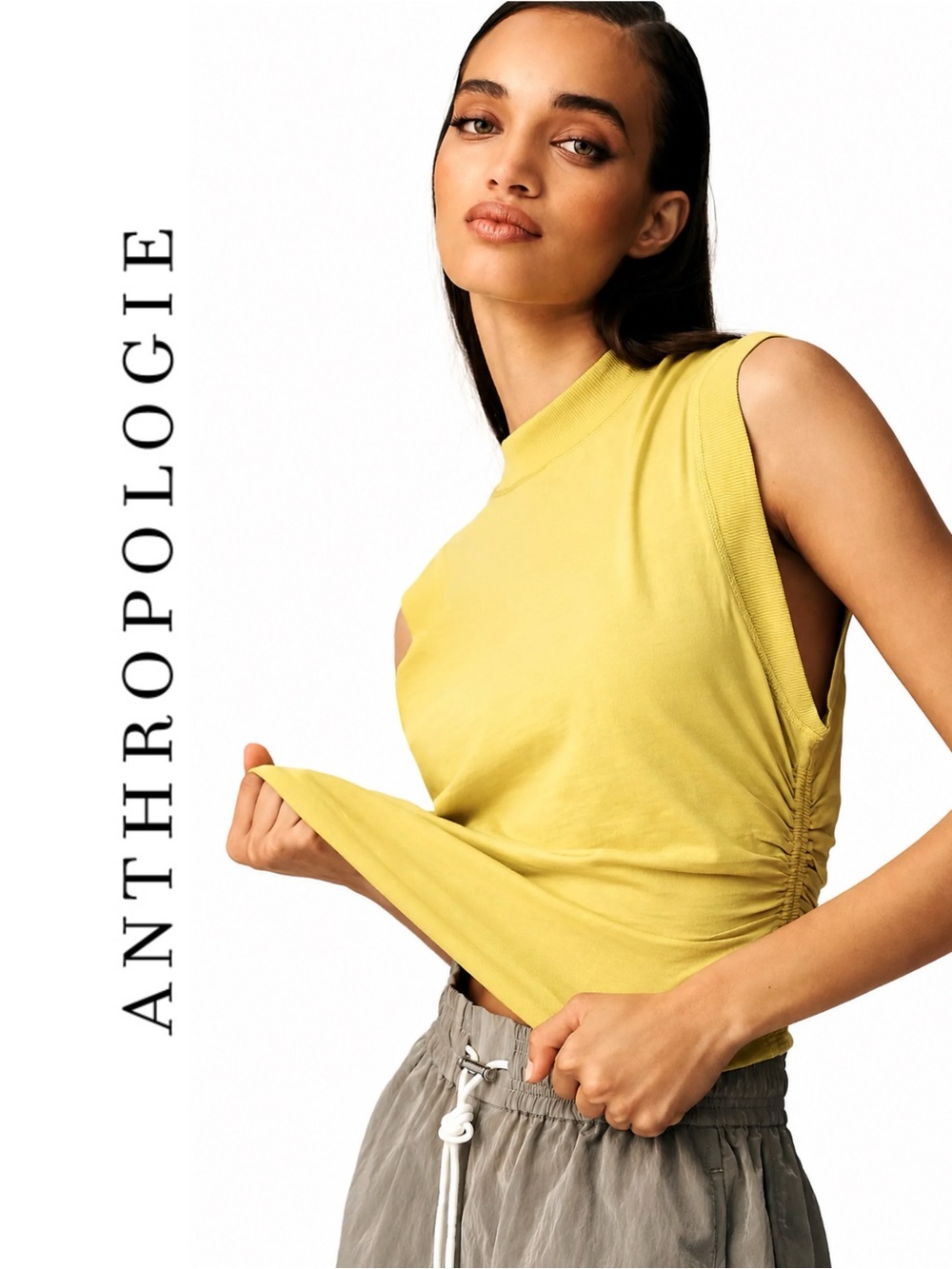 Anthropologie Daily Practice by Anthropologie Ruched Mock-Neck Tank